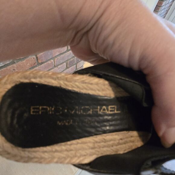 Eric Michael Espadrill Sandal Size 5 Black Elastic Straps - Picture 11 of 11